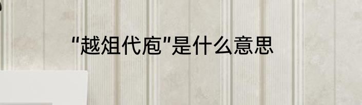 “越俎代庖”是什么意思