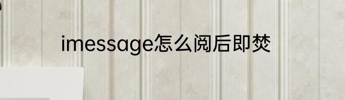 imessage怎么阅后即焚