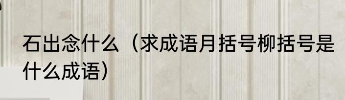 石出念什么（求成语月括号柳括号是什么成语）