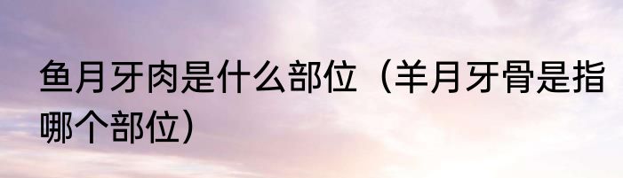 鱼月牙肉是什么部位（羊月牙骨是指哪个部位）