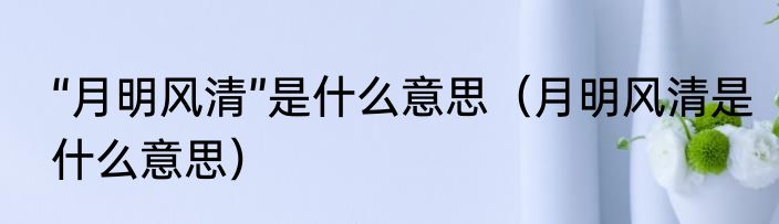 “月明风清”是什么意思（月明风清是什么意思）