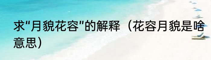 求“月貌花容”的解释（花容月貌是啥意思）