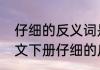 仔细的反义词是不是认真（一年级语文下册仔细的反义词是）