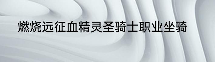 燃烧远征血精灵圣骑士职业坐骑