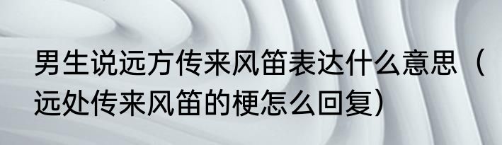 男生说远方传来风笛表达什么意思（远处传来风笛的梗怎么回复）