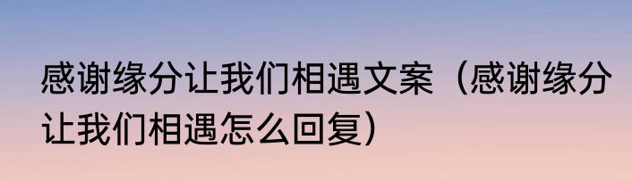 感谢缘分让我们相遇文案（感谢缘分让我们相遇怎么回复）