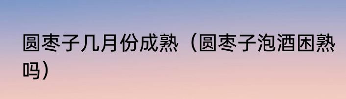 圆枣子几月份成熟（圆枣子泡酒困熟吗）