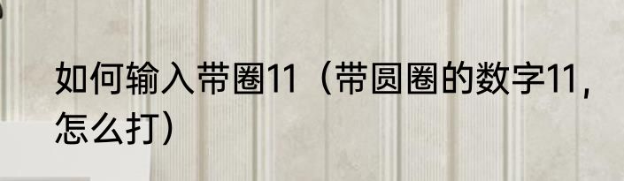 如何输入带圈11（带圆圈的数字11，怎么打）