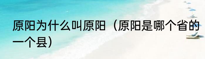 原阳为什么叫原阳（原阳是哪个省的一个县）
