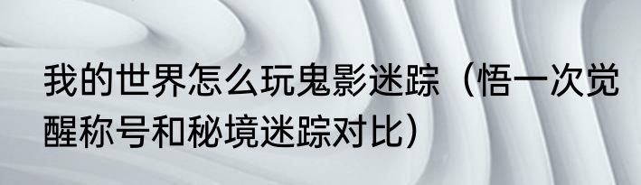 我的世界怎么玩鬼影迷踪（悟一次觉醒称号和秘境迷踪对比）