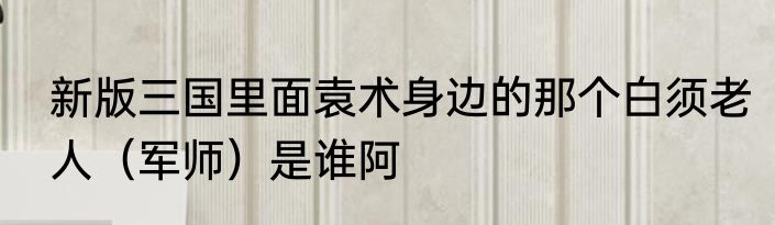 新版三国里面袁术身边的那个白须老人（军师）是谁阿