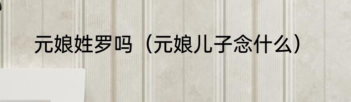 元娘姓罗吗（元娘儿子念什么）