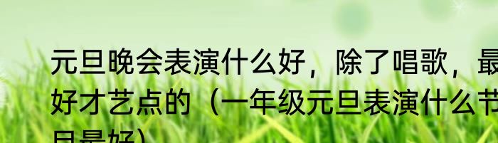 元旦晚会表演什么好，除了唱歌，最好才艺点的（一年级元旦表演什么节目最好）