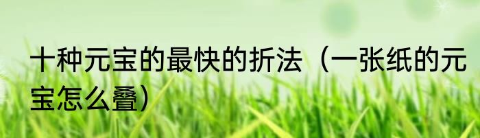 十种元宝的最快的折法（一张纸的元宝怎么叠）