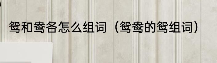 鸳和鸯各怎么组词（鸳鸯的鸳组词）