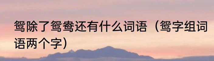 鸳除了鸳鸯还有什么词语（鸳字组词语两个字）
