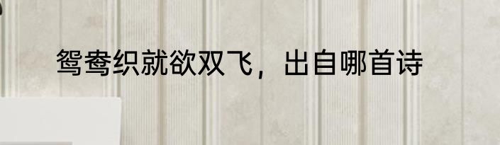 鸳鸯织就欲双飞，出自哪首诗