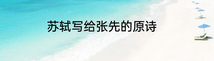 苏轼写给张先的原诗