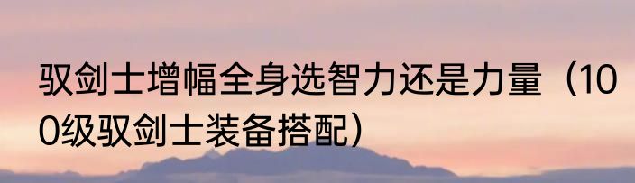 驭剑士增幅全身选智力还是力量（100级驭剑士装备搭配）