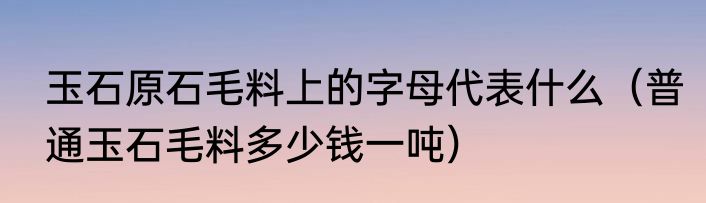 玉石原石毛料上的字母代表什么（普通玉石毛料多少钱一吨）