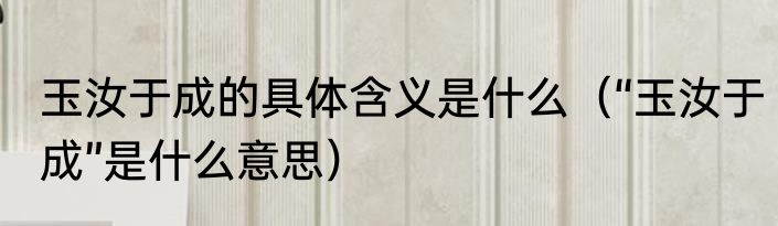 玉汝于成的具体含义是什么（“玉汝于成”是什么意思）