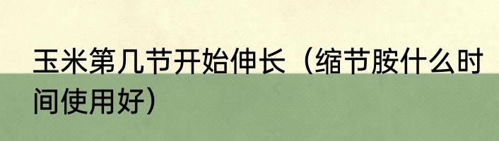 玉米第几节开始伸长（缩节胺什么时间使用好）