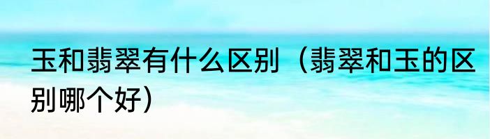 玉和翡翠有什么区别（翡翠和玉的区别哪个好）