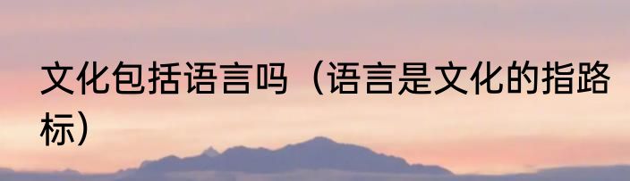 文化包括语言吗（语言是文化的指路标）