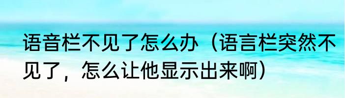 语音栏不见了怎么办（语言栏突然不见了，怎么让他显示出来啊）