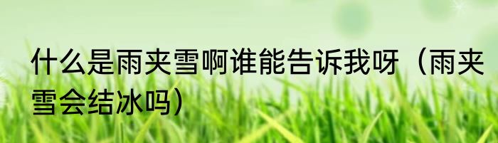 什么是雨夹雪啊谁能告诉我呀（雨夹雪会结冰吗）
