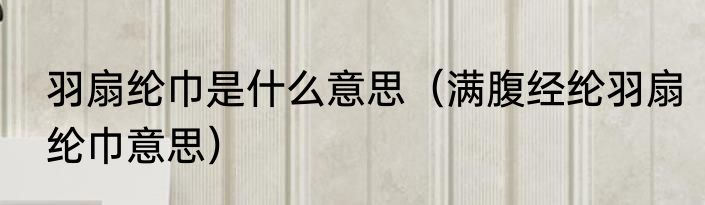 羽扇纶巾是什么意思（满腹经纶羽扇纶巾意思）