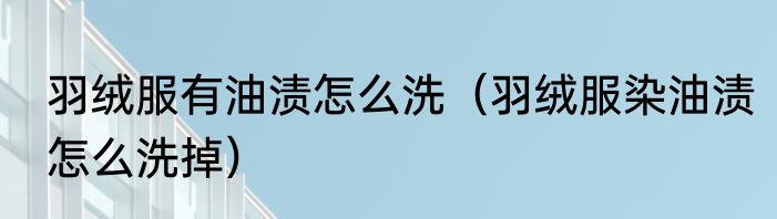 羽绒服有油渍怎么洗（羽绒服染油渍怎么洗掉）