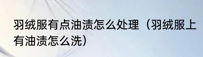 羽绒服有点油渍怎么处理（羽绒服上有油渍怎么洗）