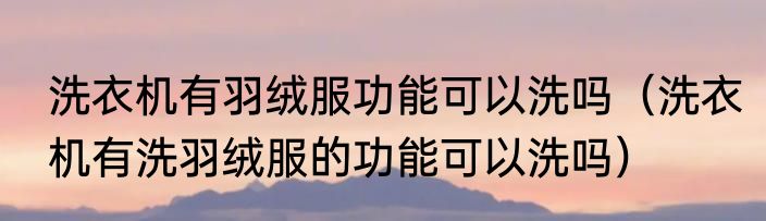 洗衣机有羽绒服功能可以洗吗（洗衣机有洗羽绒服的功能可以洗吗）