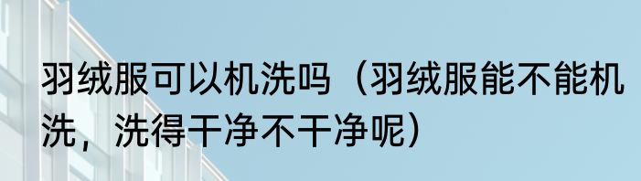 羽绒服可以机洗吗（羽绒服能不能机洗，洗得干净不干净呢）
