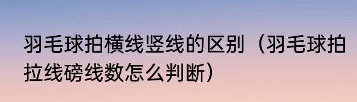 羽毛球拍横线竖线的区别（羽毛球拍拉线磅线数怎么判断）