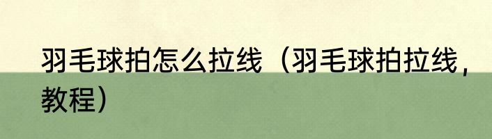 羽毛球拍怎么拉线（羽毛球拍拉线，教程）