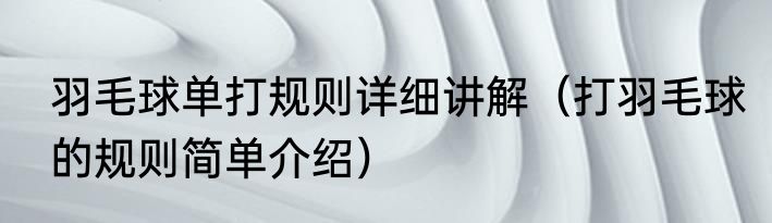 羽毛球单打规则详细讲解（打羽毛球的规则简单介绍）