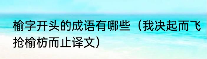 榆字开头的成语有哪些（我决起而飞抢榆枋而止译文）