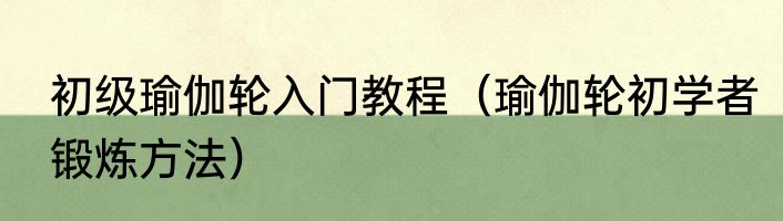 初级瑜伽轮入门教程（瑜伽轮初学者锻炼方法）
