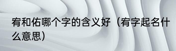 宥和佑哪个字的含义好（宥字起名什么意思）