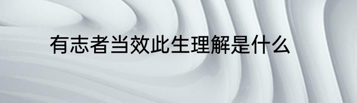 有志者当效此生理解是什么