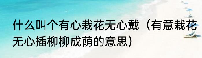 什么叫个有心栽花无心戴（有意栽花无心插柳柳成荫的意思）
