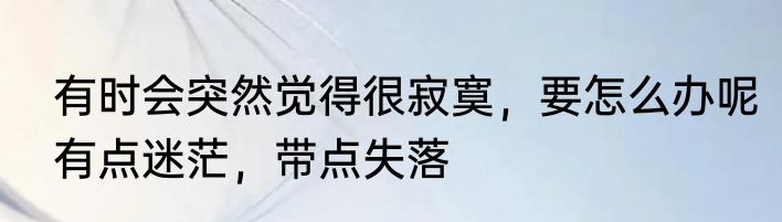 有时会突然觉得很寂寞，要怎么办呢有点迷茫，带点失落