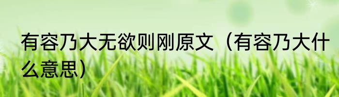 有容乃大无欲则刚原文（有容乃大什么意思）