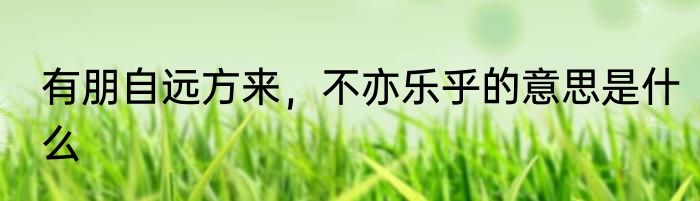 有朋自远方来，不亦乐乎的意思是什么