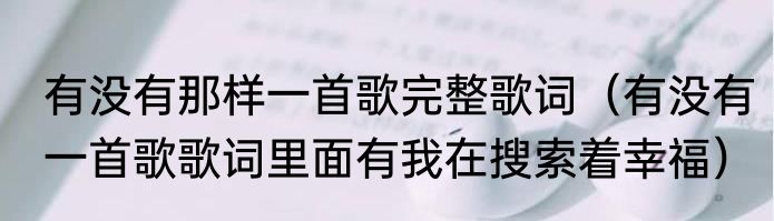 有没有那样一首歌完整歌词（有没有一首歌歌词里面有我在搜索着幸福）