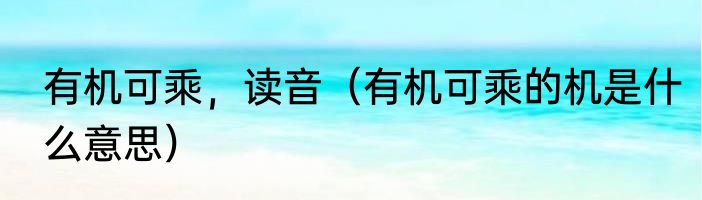 有机可乘，读音（有机可乘的机是什么意思）
