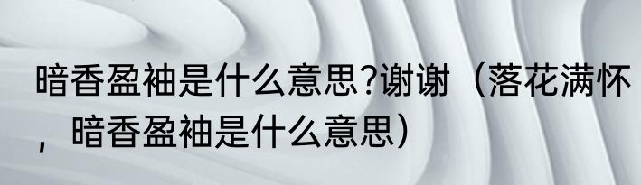 暗香盈袖是什么意思?谢谢（落花满怀，暗香盈袖是什么意思）