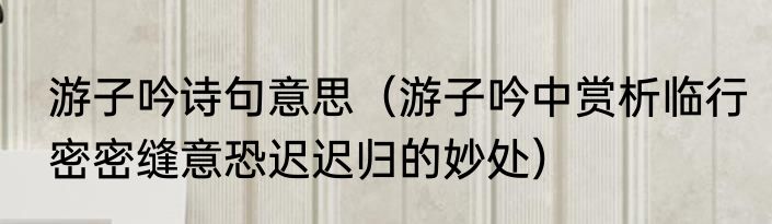 游子吟诗句意思（游子吟中赏析临行密密缝意恐迟迟归的妙处）